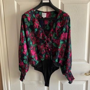 MISA Los Angeles size S floral long sleeved bodysuit. Made in USA.